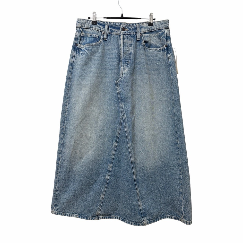 H&M Denim A Line Maxi Jean Skirt Size M Light Wash High Waist Boho Modest NWT